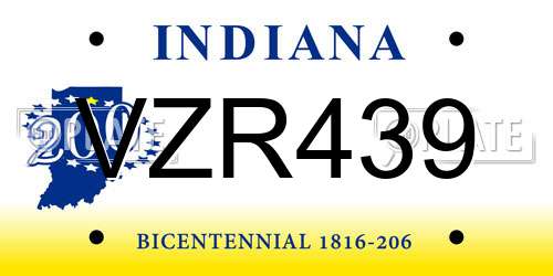 VZR439 Indiana License Plate