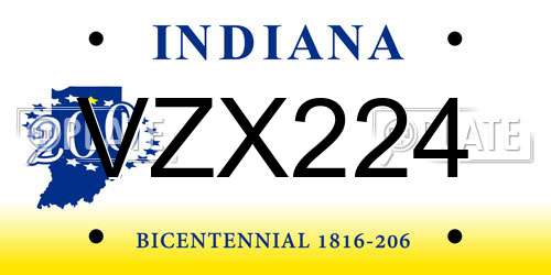 VZX224 Indiana License Plate
