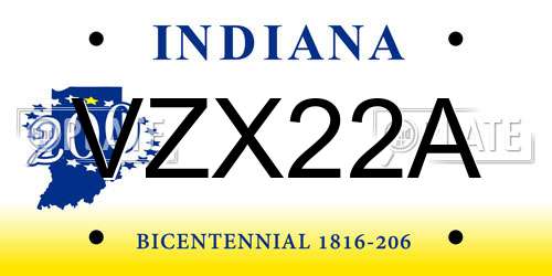 VZX22A Indiana License Plate
