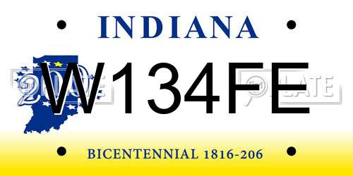 W134FE Indiana License Plate