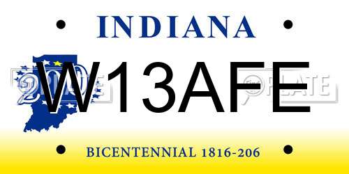 W13AFE Indiana License Plate