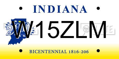 W15ZLM Indiana License Plate