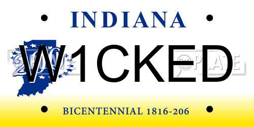 W1CKED Indiana License Plate