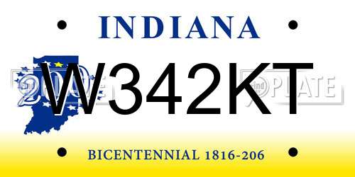 W342KT Indiana License Plate