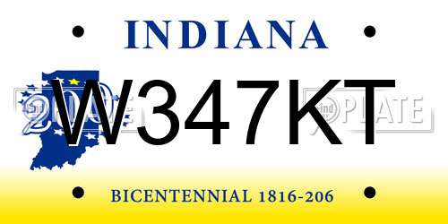 W347KT Indiana License Plate