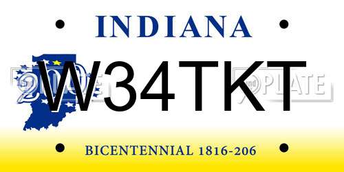 W34TKT Indiana License Plate