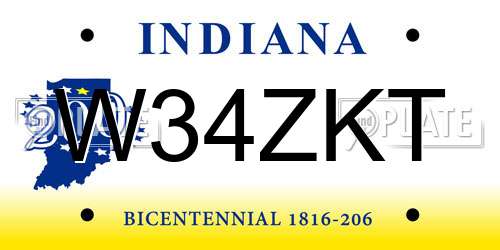 W34ZKT Indiana License Plate