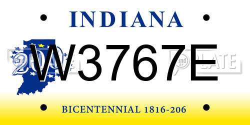 W3767E Indiana License Plate