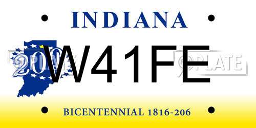 W41FE Indiana License Plate
