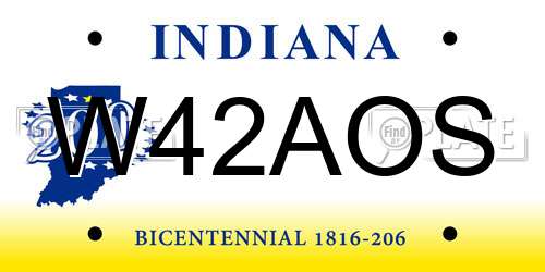 W42AOS Indiana License Plate