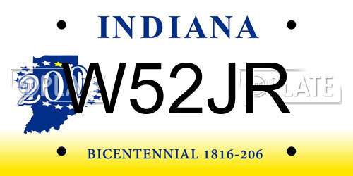 W52JR Indiana License Plate