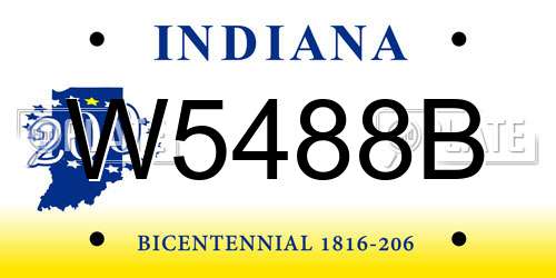 W5488B Indiana License Plate