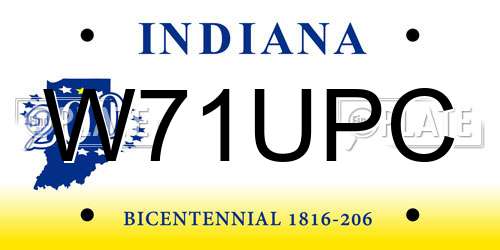 W71UPC Indiana License Plate