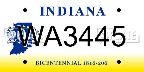 WA3445 Indiana License Plate