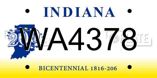 WA4378 Indiana License Plate