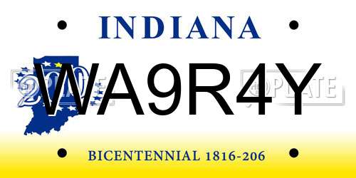 WA9R4Y Indiana License Plate