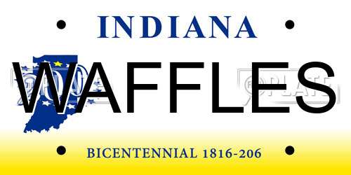WAFFLES Indiana License Plate