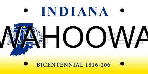 WAHOOWA Indiana License Plate