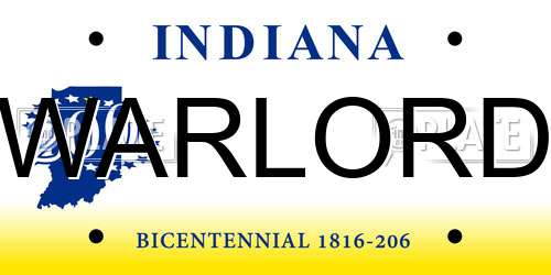 WARLORD Indiana License Plate