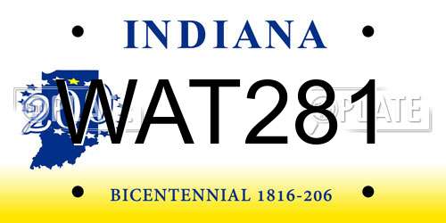 WAT281 Indiana License Plate