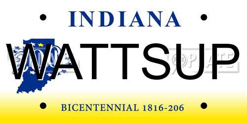 WATTSUP Indiana License Plate