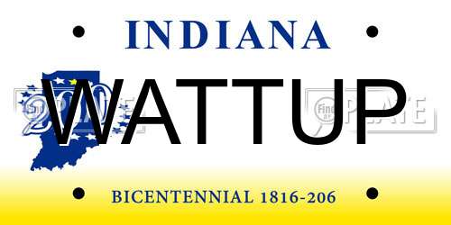 WATTUP Indiana License Plate