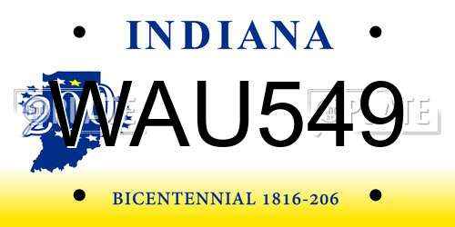 WAU549 Indiana License Plate