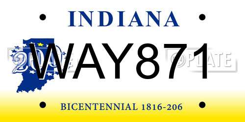 WAY871 Indiana License Plate