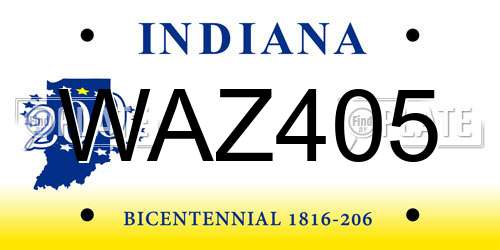 WAZ405 Indiana License Plate