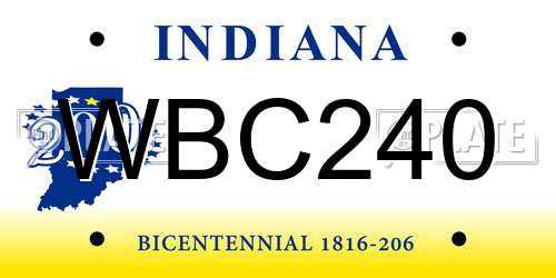 WBC240 Indiana License Plate
