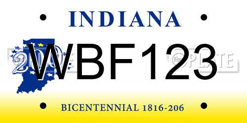 WBF123 Indiana License Plate