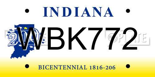 WBK772 Indiana License Plate