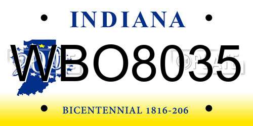 WBO8035 Indiana License Plate