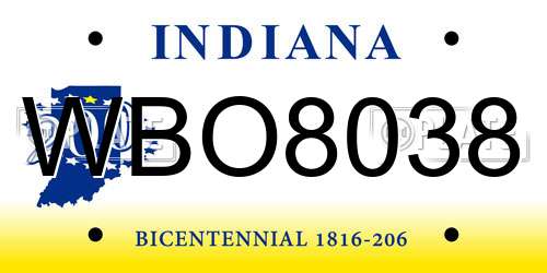 WBO8038 Indiana License Plate