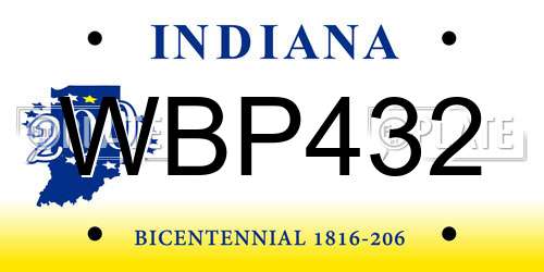 WBP432 Indiana License Plate