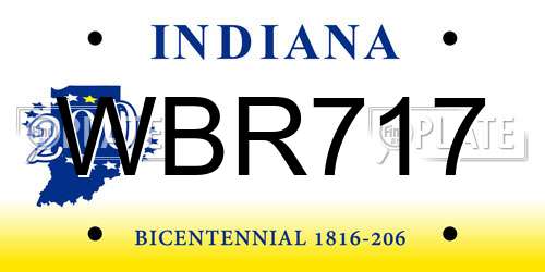 WBR717 Indiana License Plate