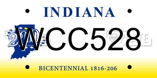 WCC528 Indiana License Plate