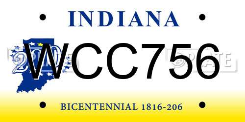WCC756 Indiana License Plate