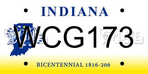 WCG173 Indiana License Plate
