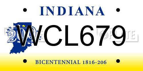 WCL679 Indiana License Plate
