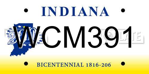 WCM391 Indiana License Plate