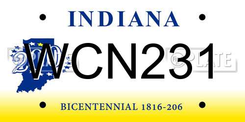 WCN231 Indiana License Plate