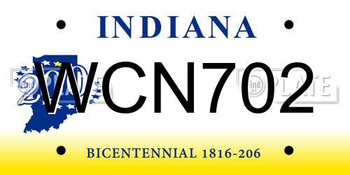 WCN702 Indiana License Plate