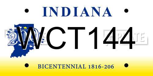 WCT144 Indiana License Plate