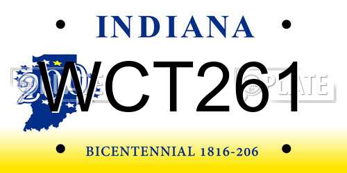 WCT261 Indiana License Plate