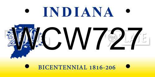 WCW727 Indiana License Plate