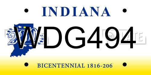 WDG494 Indiana License Plate