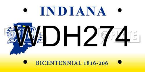 WDH274 Indiana License Plate