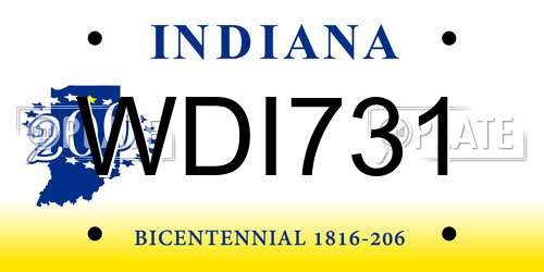 WDI731 Indiana License Plate