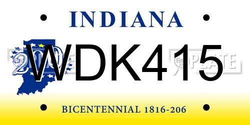 WDK415 Indiana License Plate